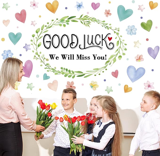 Colorful Good Luck We Will Miss You Backdrop Banner Photography Background for Retirement Farewell Going Away Leaving Coworker Goodbye Graduation Theme Party Decoration Supplies 72.8 * 43.3in