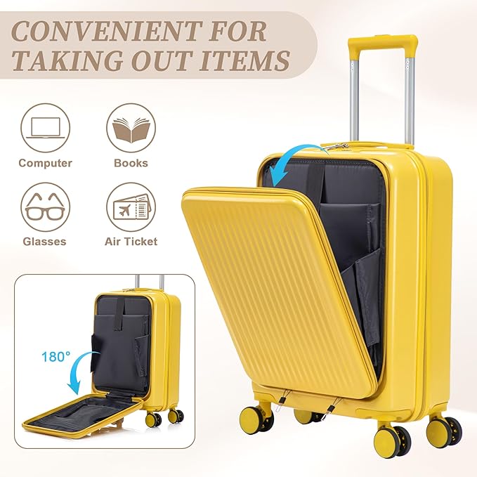 20/14 Inch Hardside Luggage, Durable Suitcase with Spinner Wheels