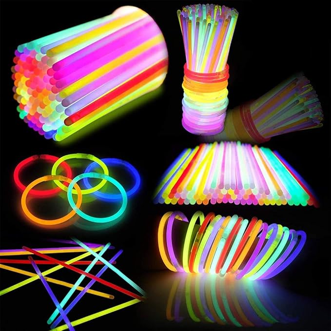 JOYIN 1000 Pcs 8" Glow sticks Bulk Party Favors Pack, Neon Glow in the Dark Party Supplies, Light Up Necklaces and Bracelets with Connectors, Easter, Football, Birthday Decorations