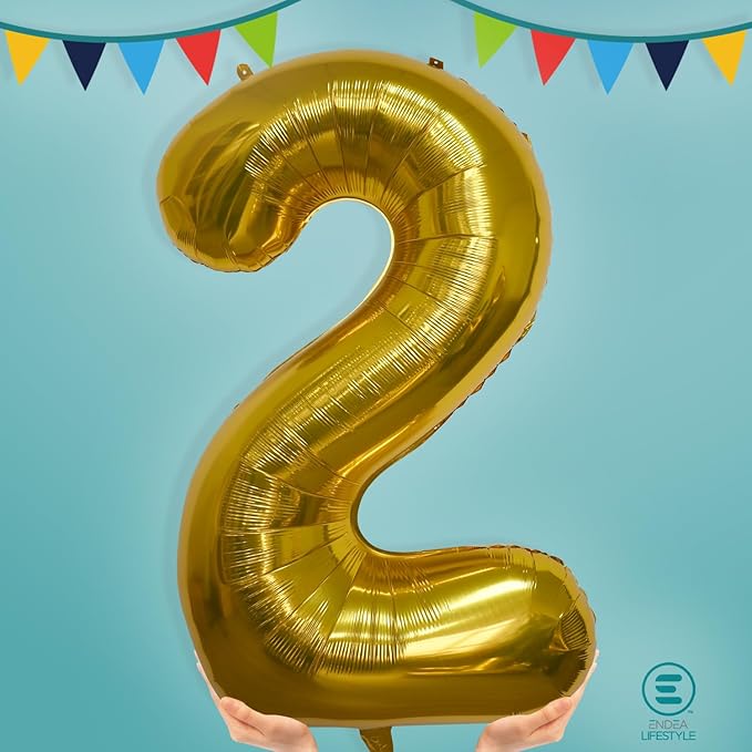 40 Inch Large Gold Number Celebration and Decoration Balloon for Birthday Parties, Graduations, Anniversaries, Weddings, Photo Shoots, Special Events - Helium Foil Mylar (Gold Number 2)