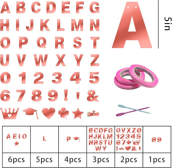 DIY Letter Banner 131PCS Personalized Letter Banner (DL-Rose Golden)