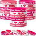 JUNEBRUSHS 42pcs Mother's Day Silicone Wristbands Party Favors Rubber Bracelets for Happy Mother's Day Mom Birthday Themed Party Supplies Goodie Bag Stuffers Fillers