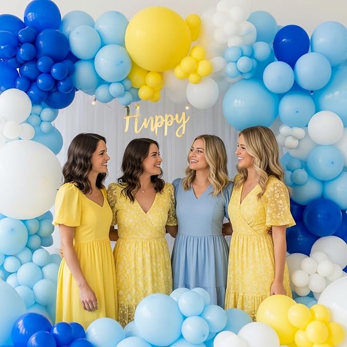 she found her main squeeze bridal shower with Royal Blue Yellow White Balloon Garland Arch Kit Lemon Foil Balloons for Summer amalfi last toast on the coast Bachelorette Bridal Shower Decorations