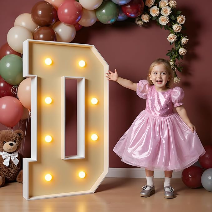 imprsv 3FT Block Marquee Letters, Light Up Letters for Birthday, Baby Shower, Wedding & Engagement Parties, D