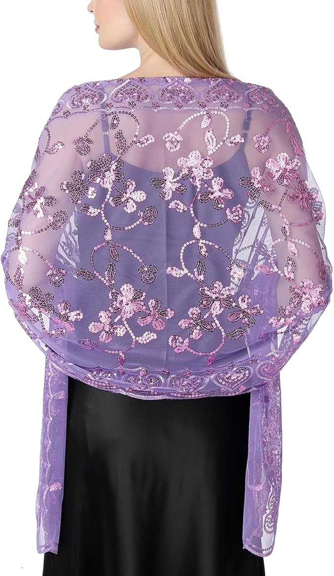 Gossifan Shawls and Wraps for Evening Dresses Sheer Women Elegant Glitter Shawls Soft Sparkly Wedding Bridal Scarf