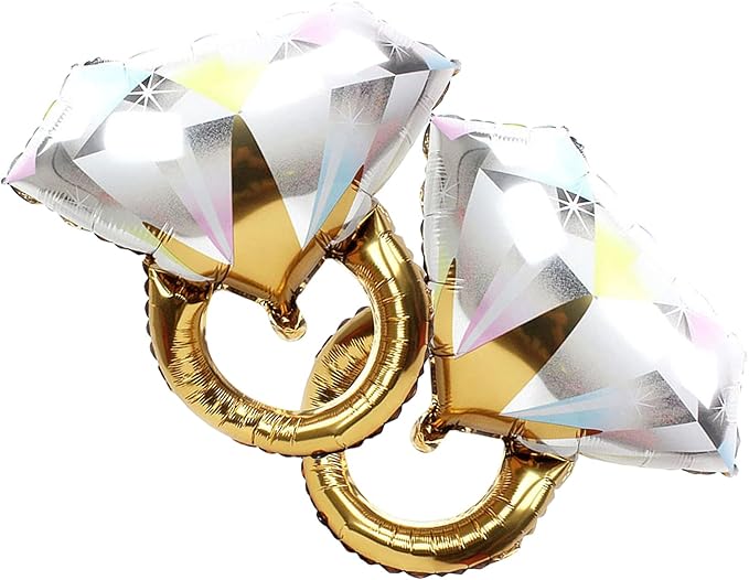 2Pcs Diamond Ring Aluminum Balloon,Wedding Bridal Shower Marriage Engagement Party Supplies