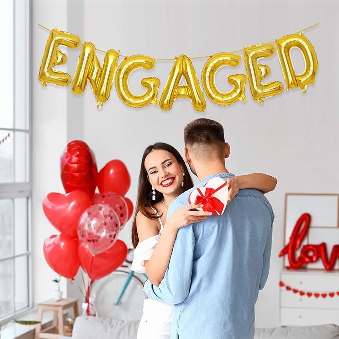 2 Set 14Pcs Gold Engaged Letter Balloons 16in Balloon Foil Letter Decorations Party Decor Gold Letter Balloons Engaged Party Supplies