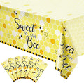 Tatuo 6 Packs Bee Plastic Tablecloths - 54 x 108 Inches Sweet as Can Bee Decorative Table Cover Honey Party Tablecloth Set for Birthday Baby Shower Gender Reveal Party Decorations