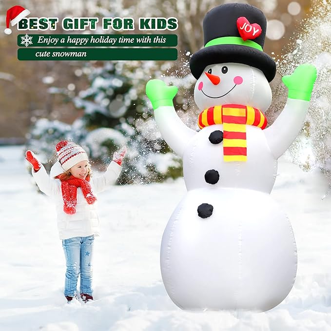 FunFanso 7 FT Christmas Inflatables Snowman Outdoor Decorations, Giant Blow up Snow Man Yard Decor Built-in Bright LED Light Wear Magic Hat, Weatherproof Holiday for Garden Patio Lawn Party Xmas Gifts