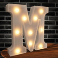 Light Up Marquee Letters - 26 Alphabet Battery Powered LED Lights Sign, Night Light White Plastic for Engagement Party Wedding Baby Shower Birthday, Marry Me (Letter M)