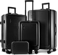TRAVELARIM Hard Shell Luggage Sets with Spinner Wheels 4 Piece, Expandable Large Suitcases with TSA Lock, Travel Large Suitcase Set, Jet Black Luggage Set