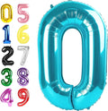 40 Inch Numbers Balloon, Light Blue Balloons for Birthday Party Decoration, Foil Number 0 Ballon for 10, 20, 30, 100, 2026 Celebration, Birthday, Baby Shower, Anniversary Decor