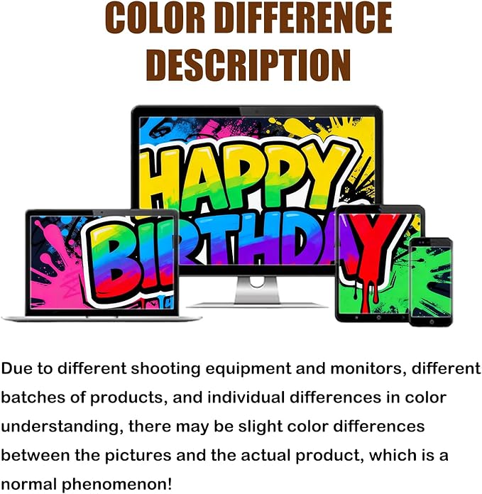 Rainbow Graffiti Splatter Happy Birthday Banner, Large Art Backdrop for Teen Party Indoor Outdoor Decor