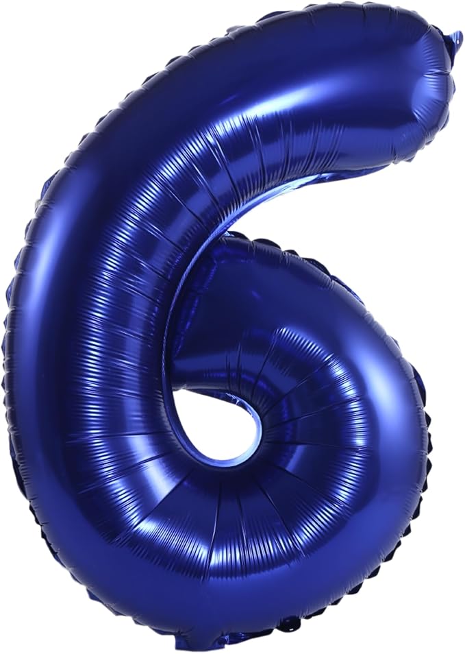 YPSelected 32 Inch Large Foil Helium Number Balloon Birthday Wedding Party 0-9 (Navy Blue, 6)