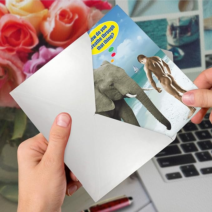 NobleWorks -1 Funny Birthday Card for Men - Inappropriate Grown-Up Humor, Hilarious Birthdays (Buyer Discretion Advised) - Breathe Through that Thing 9982
