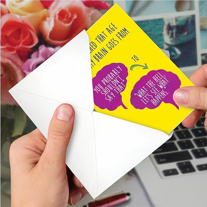 NobleWorks - Funny Happy Birthday Card with Envelope - Congrats Greeting Card for Senior Citizens, Birthday Fun - Brain Change C3230BDG