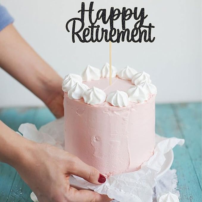 Gyufise Black Happy Retirement Cake Topper Retirement Cake Decoration Picks for Retired Party Cake Decoration Party Supplies 1 Pack