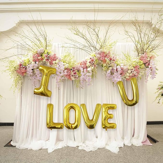 L Letter Foil Balloons 40 Inch, Gold Helium Foil Mylar Balloons, A to Z Self Sealing Large Letter Balloons Optional, Gold L Balloon for Birthday Party Decorations