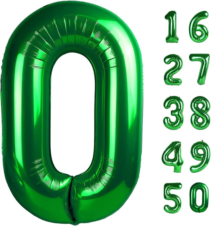 40 Inch Balloon Number 0 Green, Large Foil Green Number Balloons 0 for Girls Women, Digital 0 Helium Balloons for Baby Girls 12 20 21st Birthday Graduation Princess Party Decorations