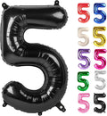 Black Number 5 Balloon 40 Inch, 5 Balloon Number, 5th Birthday Decorations, Black Party Supplies for Boys Girls
