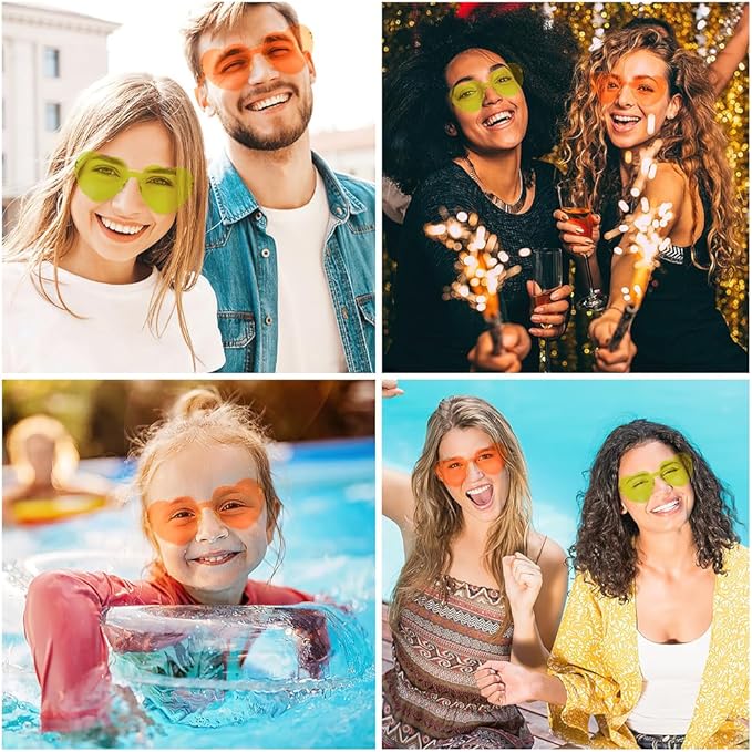 Heart Sunglasses 2 Pairs Heart Shaped Sunglasses Womens Heart Glasses Rave Sunglasses for Women Party Favors