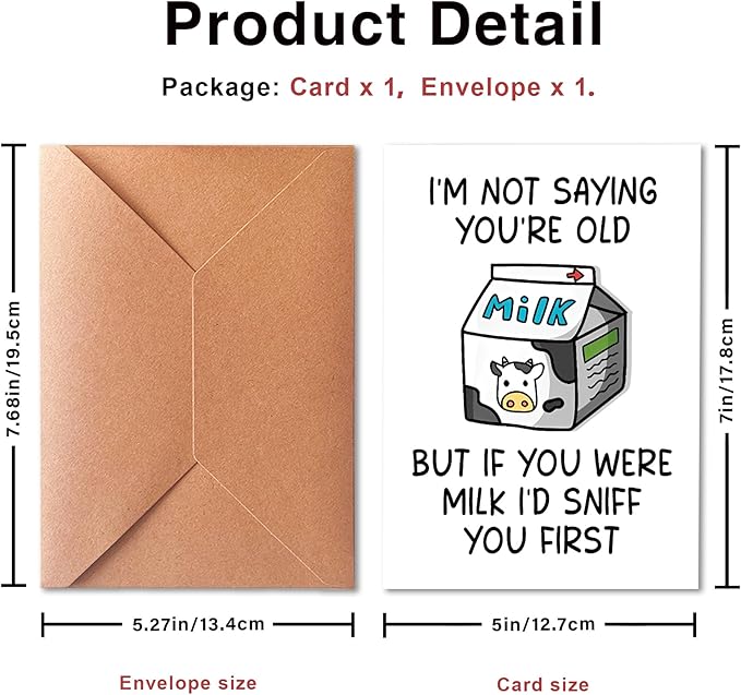 Funny Birthday Card for Him or Her, Funny Getting Older Birthday Card for Friends, Humorous Happy Birthday Card for Friend and Family, Old Age Happy Birthday Card