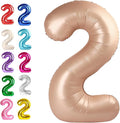 Big 40 Inch Light Brown 2 Number Balloon Birthday Decoration, 2026 Light Brown Number 2 Helium Balloons 12 20 22 23 24 26 28 32 42 Celebration, Boy Girl Baby Anniversary Party Graduations Supplies