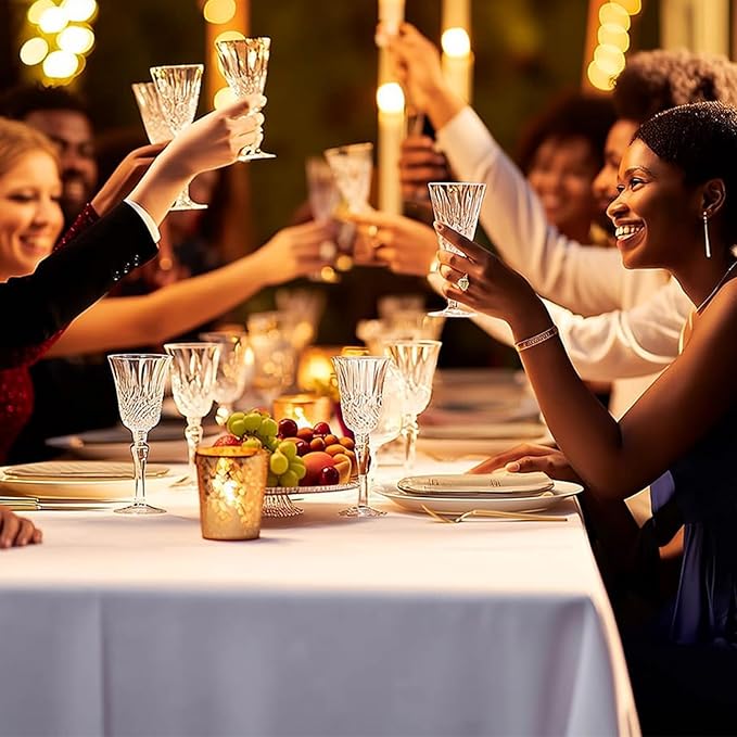 6 Pack Premium Disposable Plastic Tablecloth 54" x 108" Party Table Cloths Disposable for 6 to 8 Foot Tables Indoor or Outdoor Parties Birthdays Weddings Christmas Anniversary Buffet Table (White)