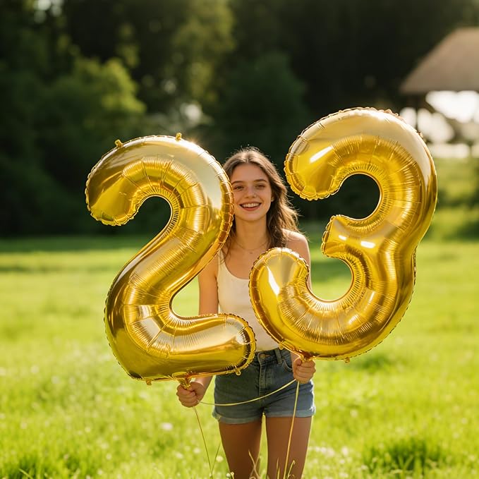 Smlpuame 40 inch Number Balloon 0-9 Gold Large Number 23 Balloons for Birthday Party Celebration Decorations Supplies