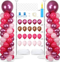 2 Sets Pink Balloon Column Stand Kit with 100 Balloons Adjustable Balloon Tower Stand with Bases for Floor Hot Pink Column for Girls Graduation Mother's Day Birthday Wedding Spring Party Decor