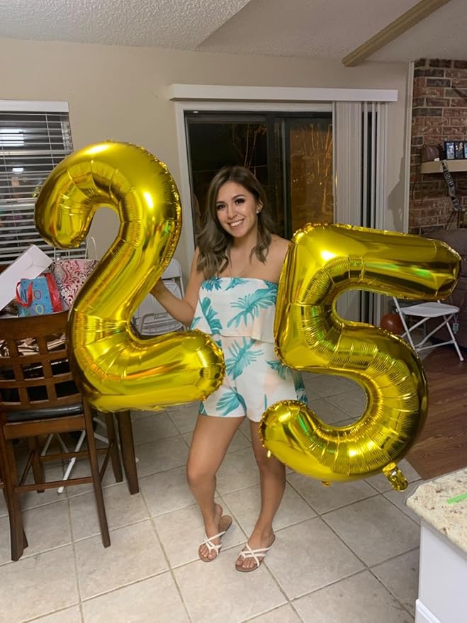 Balloon Numbers 40 Inch 5 Ballon for 5th Birthday Decorations, 15 25 35 50 Big Gold Number Balloons for Wedding Photo Shoot Party Decor