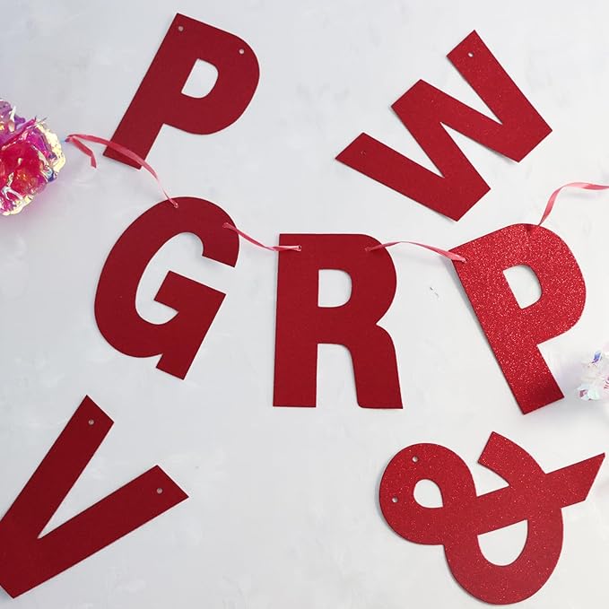 116 Pcs DIY Glitter Customizable Banner Kit Custom Banner Including 111 Letters and Numbers 3 Rope and 2 Threading Device for Personalized Decor for Women's Day Birthday (Red)