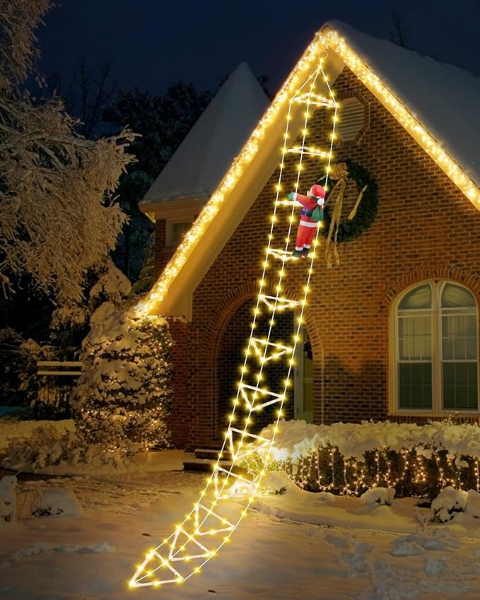 DANLI LED Christmas Parachute Lights with Santa Claus, 3.66ft, 8 Modes Hanging Lights for Indoor Outdoor Porch Roof Eave Balcony Home Decor