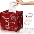 Pajean 50 Pcs Share a Memory Cards for Collections of Life, Memory Cards Box for Guest Ideas Funeral Graduation Wedding Bridal Shower Birthday Anniversary Retirement(Red)