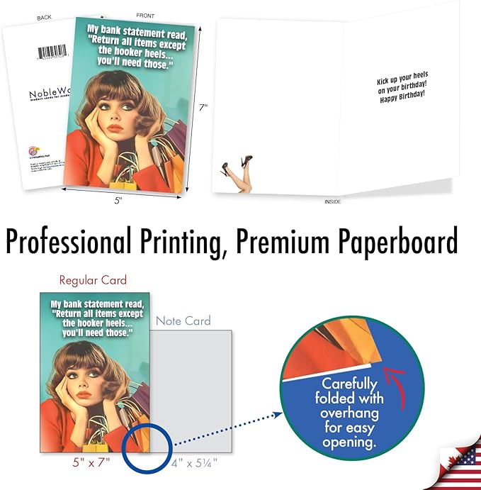 NobleWorks Funny Birthday Greeting Card with 5 x 7 Inch Envelope (1 Card) Bday Bank Statement C11056BDG