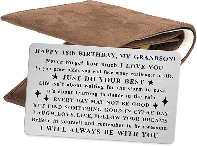 Grandson 18th Birthday Card for Him, 18 Year Old Boy Birthday Gifts, Happy Age 18 Bday Decorations