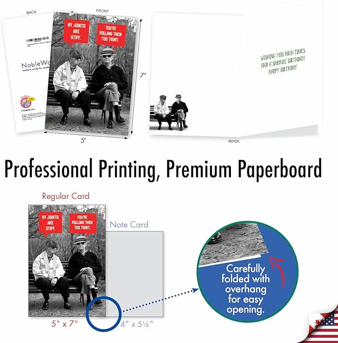 NobleWorks - Pack of 3 Funny Birthday Greeting Cards with 5x7 Envelopes (1 Designs, 3 Each) Vintage Stationary Set - Men Stiff Joints C7038BDG-C3x1