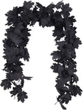 Halloween Black Christmas Garland Decor Indoor Table Decorations Fall Wall Hanging Artificial Black Maple Leaf Vine Decorations for Home (2 Pcs Halloween Garland, Set)