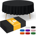 Black Plastic Table Cloth - 4 Pack 84" Round Disposable Tablecloths for Round Tables, Table Cover for Holiday Parties & Gatherings
