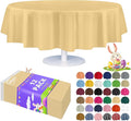 Grandipity 12 Pack Premium Disposable Plastic Tablecloth 84" Inch Decorative Round Table Cover - Ivory