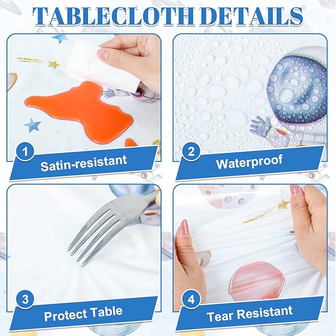 3 Pack First Trip Around The Sun Space Tablecloths, 54 x 108 Inch Outer Space Themed Tablecloth Waterproof Rectangle Star Party Table Cover for 1st Birthday Baby Shower Home Party Decorations