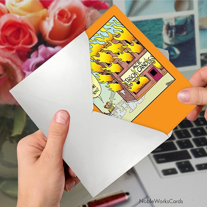 NobleWorks - 1 Awesome Birthday Greeting Card - Cartoon Art, Happy Funny Bday Note - Trick Candles C6067BDG