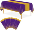 4 Pack Purple and Gold Tablecloth Party Decorations Plastic Purple Tablecloth Printed Gold Table Runner 54 x108 Inch Disposable Rectangle Table Cover for Birthday Wedding Graduation