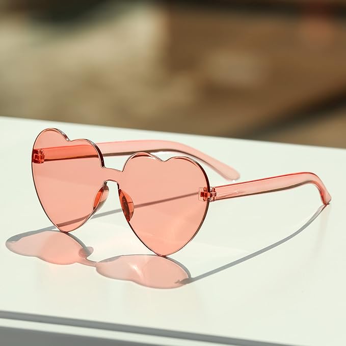 4E's Novelty 2 Pack Heart Shaped Sunglasses for Women - Trendy Glasses for Valentines, Mardi Gras, Men Party Outfit Accessory