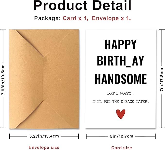 KINGNAME Funny Birthday Card for Him Husband Boyfriend, Mature Dirty Joke Humorous Pun Greeting Card, Naughty Gift for Men Handsome