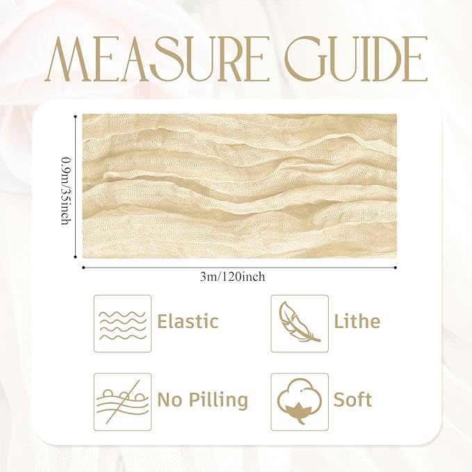 Wokceer Cheesecloth Table Runner 3Pack 10FT Beige Christmas Boho Gauze Cheese Cloth Table Runner for Party Easter Rustic Sheer Table Runners for Baby Bridal Shower Wedding Table Decor