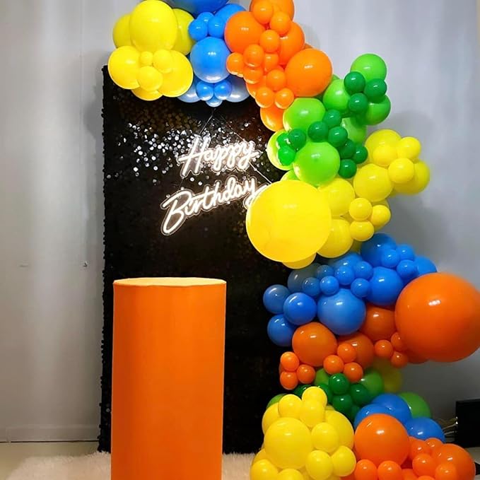 Blue Yellow Green Balloon Arch Kit, Colorful Latex Birthday Balloons Blue Yellow Orange Green 5 10 18 inch Party Balloons Garland Kit for Baby Shower Decorations Birthday Wedding Graduation Party
