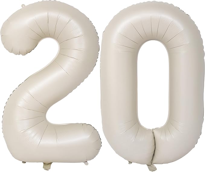 40 In Cream white Number Balloons Helium Foil Mylar Balloon Birthday Party banquet Decoration Digital 20