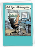 NobleWorks - Funny Dog and Cat Lovers Birthday Greeting Card with 5 x 7 Inch Envelope (1 Card), Kitten, Puppy, Bday Sold The Dog C7859BDG