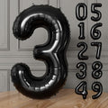 Black Number 3 Balloons – 40 Inch Giant Foil Number Balloon, Black Number Balloon for Men Women Boys Girls Birthday Graduation Anniversary Party Decorations
